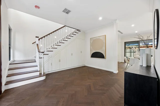 Entry hall and staircase in a completed home